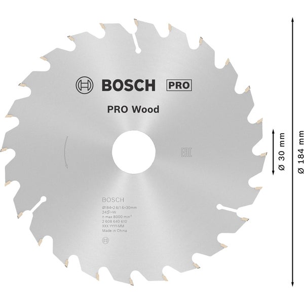 Bosch Pro Wood Sägeblatt, Durchmesser 184 Millimeter