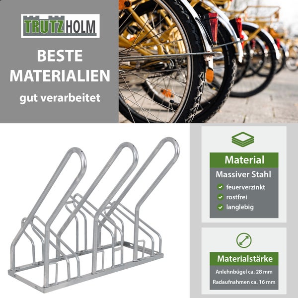Fahrradständer für 6 Fahrräder 210x40x85 cm Stahl feuerverzinkt 2x3 höhenversetzt mit Anlehnbügel