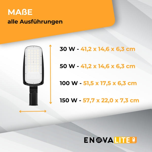 ENOVALITE LED Straßenleuchte 150W Straßenlampe 5000K Neutralweiß Parkplatzleuchte 21000lm IP65