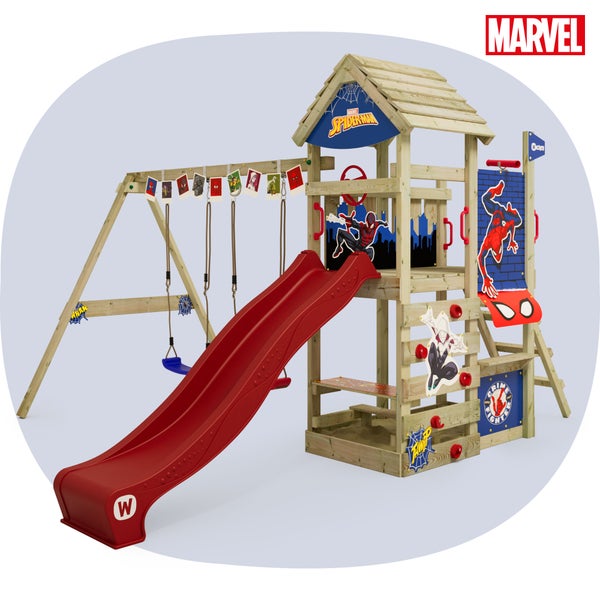WICKEY Spielturm Marvel Spider-Man Adventure mit Rutsche und Doppelschaukel