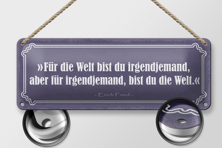 Blechschild Spruch 27x10cm für Welt bist du irgendjemand Dekoration