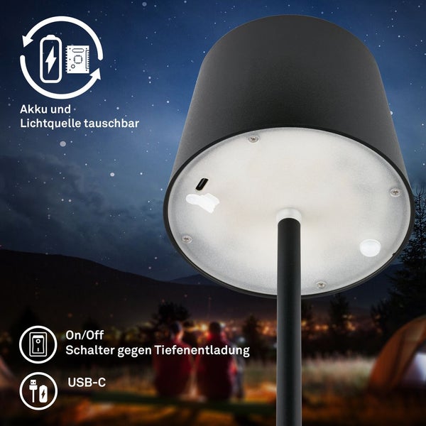 LED Tischlampe Akku LED Tischleuchte Dimmbar Kabellos Touch Aussen/Innen