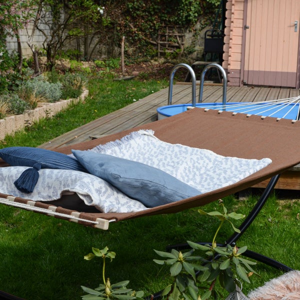 AMANKA XXL Stabhängematte 200x120 Doppelhängematte 2 Personen Hängematte Braun