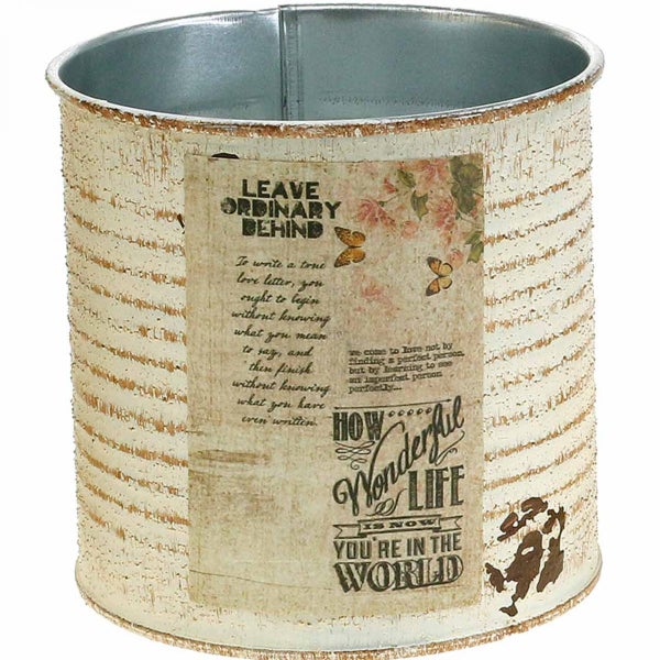 Dekorativer Übertopf mit Schriftzug für den Innenbereich