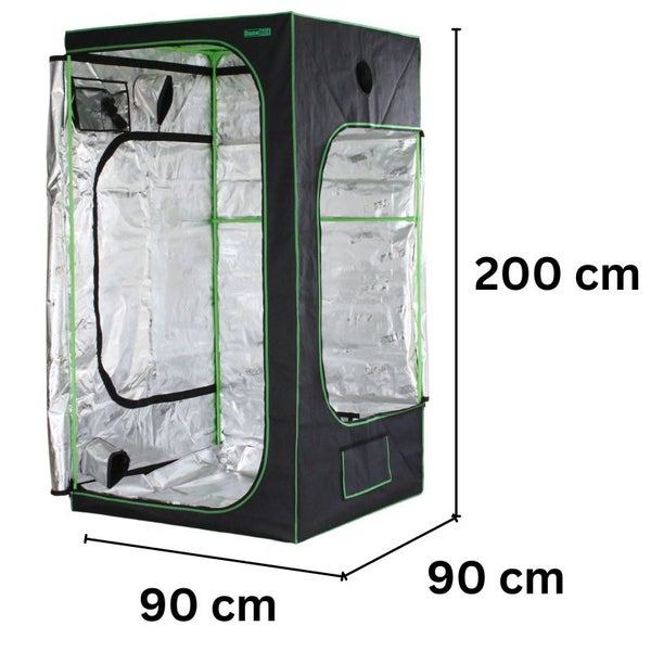 Dark Box 90x90x200 cm – Lichtdichtes Grow Zelt mit Metallrahmen, Belüftungsöffnungen & Zubehör für optimales Pflanzenwachstum