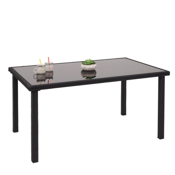 Gartentisch mit Glasplatte und Rattanstruktur