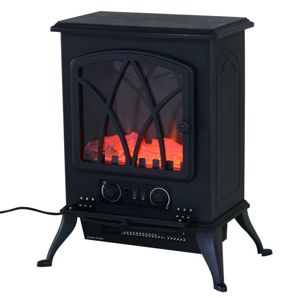 HOMCOM Elektrokamin (Modell6), L45 x B28,5 x H54 cm, Kunststoff und Sicherheitsglas, Schwarz