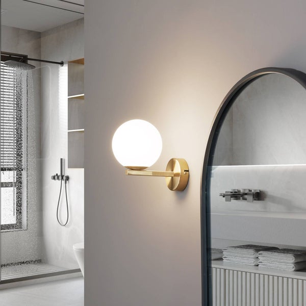 Lucande Wandleuchte, Wandlampe Bad Bidolo (spritzwassergeschützt in Gold / Messing aus Metall (1 flammig G9) - Wandleuchten Spiegelleuchte Badezimmer Wandbeleuchtung Badezimmerleuchte