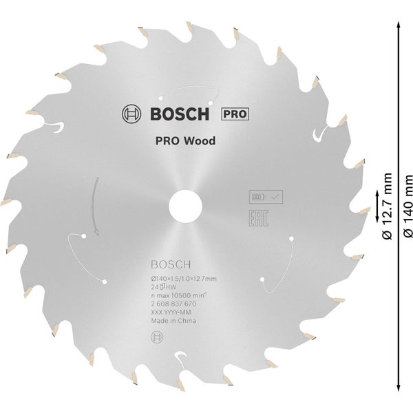 Bosch PRO Wood cordless Blatt für Kreissägen 140 x 1,5 x 12,7 mm - 2608837670