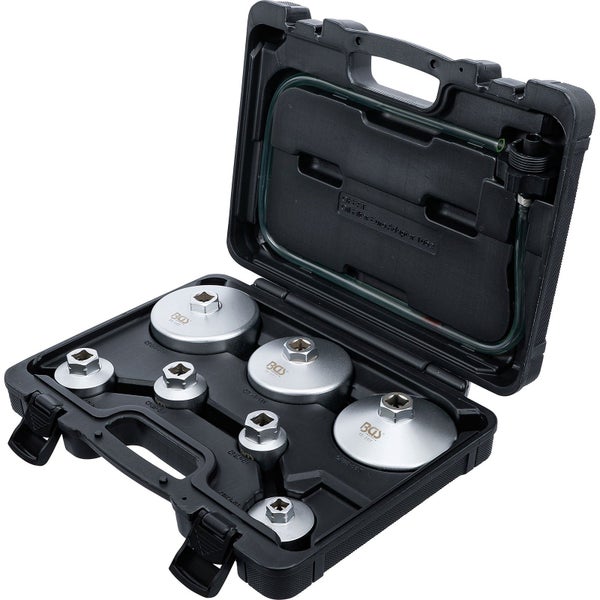 BGS Ölfilterschlüssel-Satz mit Ölfilter-Ablassschlauch für VAG / BMW / Citroën / Peugeot / Ford / Mercedes-Benz / Opel / Volvo 8tlg. - 72054
