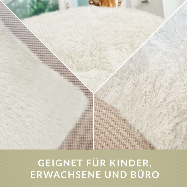 Green Bean XXL-Sitzsack Fellotpik mit Füllmaterial (EPS Perlen - 380 Liter) - Indoor Maße ca 180 x 140 cm - Bean Bag Sitzkissen Sitzpuff Sitzsessel Bodenkissen Lounge Creme