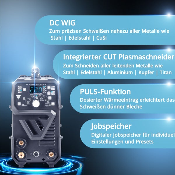 Schweißgerät mit Funktionen zum Wolfram-Inertgas-Schweißen und Plasmaschneiden