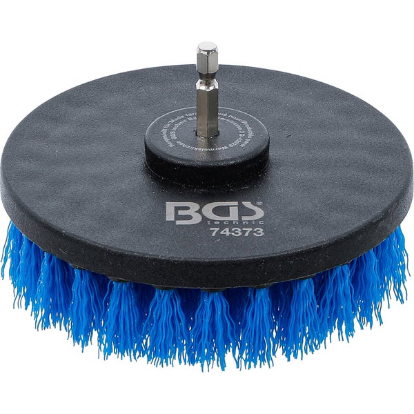 Bürstenaufsatz für Bohrmaschine mit blauem Borstenkranz