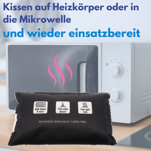 Feuchtigkeitskissen vor Mikrowelle zur Wiederaufladung