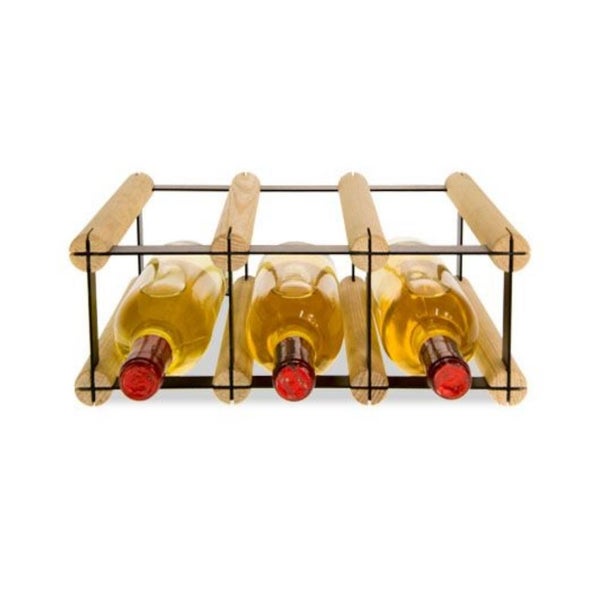 PROREGAL Modulares Weinregal Vinotega Mod Metal HxBxT 12,5 x 32,5 x 24,5 cm 3 x 1 Flaschen Massives Kiefernholz Natur