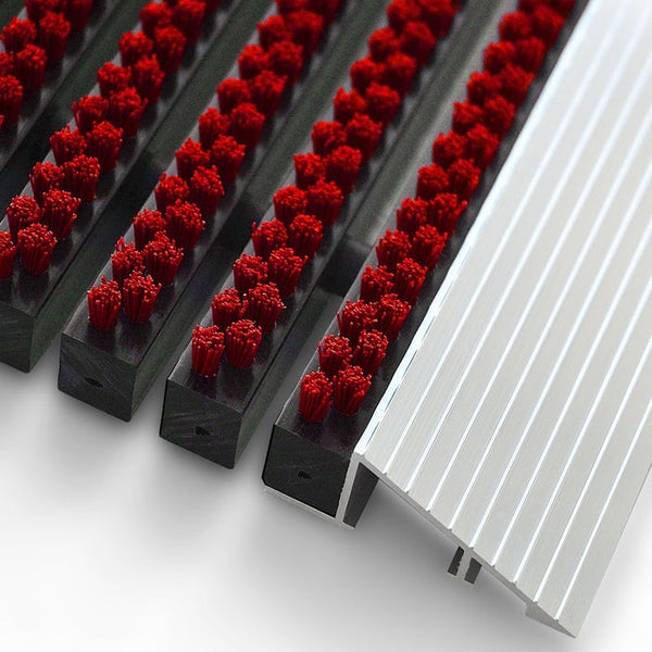 FLOORDIREKT Fußmatte - Profi Brush - Schmutzfangmatte mit Alu-Rahmen - Rot - 40 x 60 cm