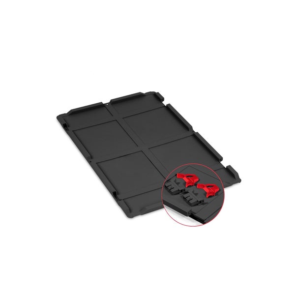 PROREGAL SuperSparSet 8x Eurobox NextGen Color mit Scharnierdeckel und Schiebeschnappverschlüssen, HxBxT 12x40x60cm, 23 Liter, Schwarz, Griffe rot geschlossen, Eurobehälter, Transportbox, Transportbehälter, Stapelbehälter