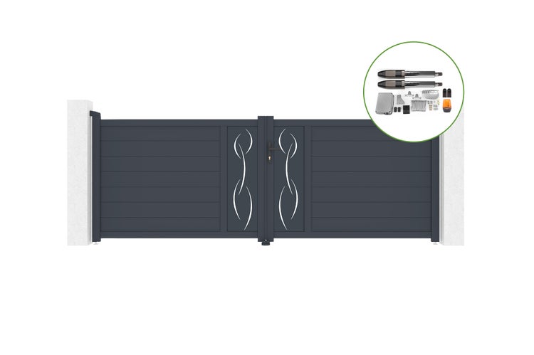 Schwenktor 3,5 m LIFE H.120 cm aus Aluminium + TANKER B700-Motorisierung