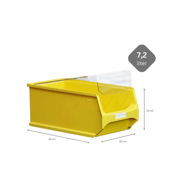 PROREGAL SparSet 10 x Gelbe Sichtlagerbox 4.0 Mit Abdeckung HxBxT 15 x 20 x 35 cm 7,2 Liter Sichtlagerbehälter Sichtlagerkasten