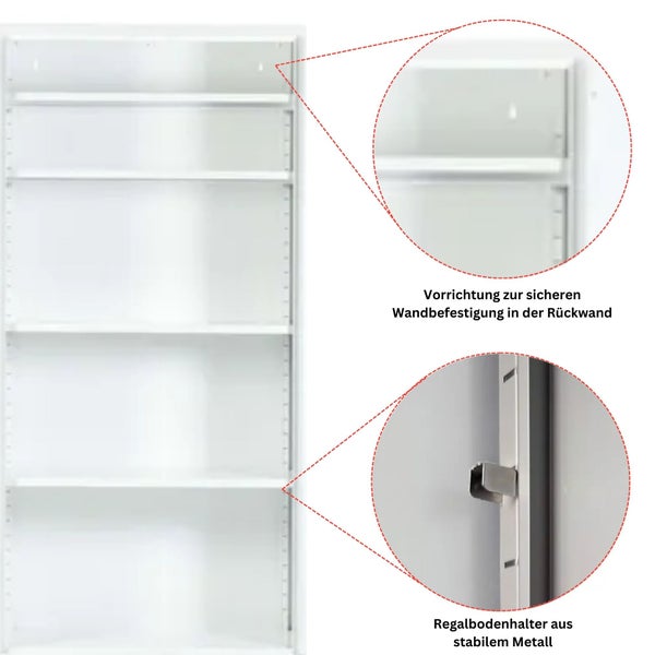 PROREGAL Stahlschrank Bee 5 Fachböden HxBxT 195 x 92 x 50 cm Pulverbeschichtetes & Verstärktes Fachbodenmaterial Weiß & Blau