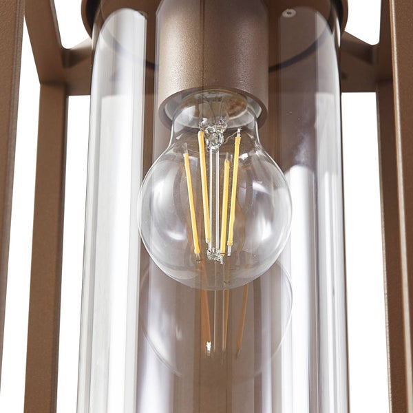 Lucande Wandleuchte außen Ferda (spritzwassergeschützt (Modern) in Braun aus Aluminium (1 flammig, E27) - Außenwandleuchten Wandlampe Led Außenlampe Outdoor für Außenwand/Hauswand Haus