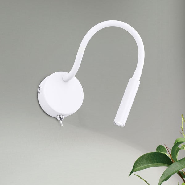 Moderne LED Wandleuchte mit flexiblem Arm und Schalter fuer punktuelle Beleuchtung