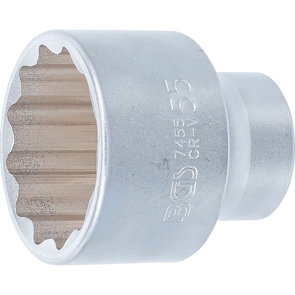 BGS Steckschlüssel-Einsatz Zwölfkant Antrieb Innenvierkant 20 mm (3/4) SW 55 mm - 7455