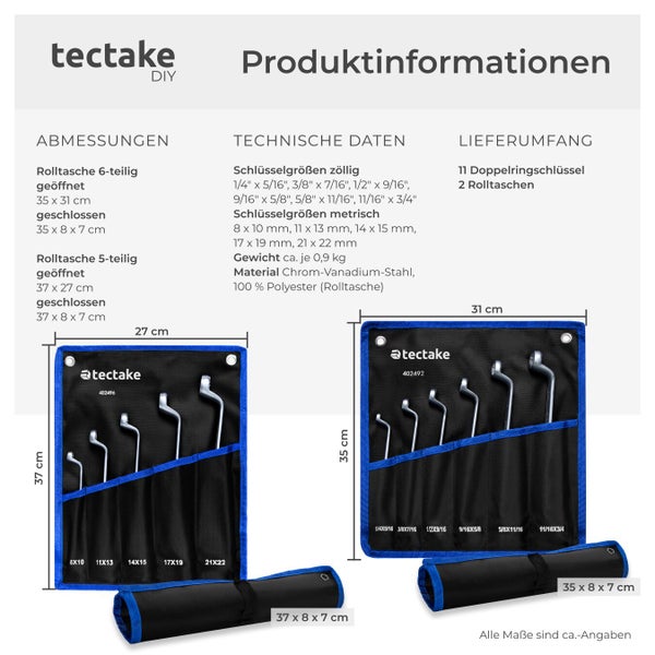Produktinformationen zu tectake Ringmaulschlüsseln mit Rolltasche