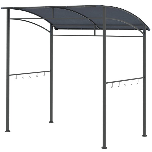 Outsunny Grillpavillon 215 x 150 x 220 cm Wasserabweisend Gartenpavillon mit Gebogendach, Gartenlauben mit Haken, BBQ Pavillon, Gartenzelt Grillzelt Partyzelt für Garten Party Picknick BBQ, Grau