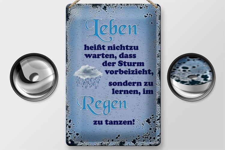 Blechschild Spruch 20x30cm Leben heißt nicht zu warten dass