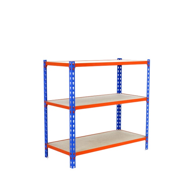 PROREGAL Schwerlastregal Baby Muli HxBxT 90 x 120 x 40 cm 3 Fachböden Fachlast 200 kg Blau-Orange