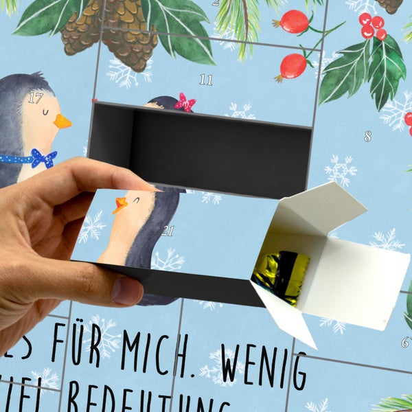 Mr. & Mrs. Panda Befüllbarer Adventskalender Pinguin Pärchen - Blau Pastell