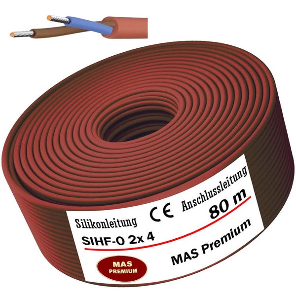 Silikonleitung SIHF-O 2 mal 4 Quadratmillimeter als 80 Meter Ring für elektrische Anschlüsse