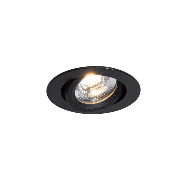 Schwenkbarer LED-Einbaustrahler, rund, Schwarz.
