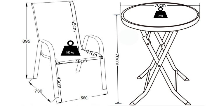 5tlg Balkonset Gartenmöbel Stapelstühle Set Sonlas