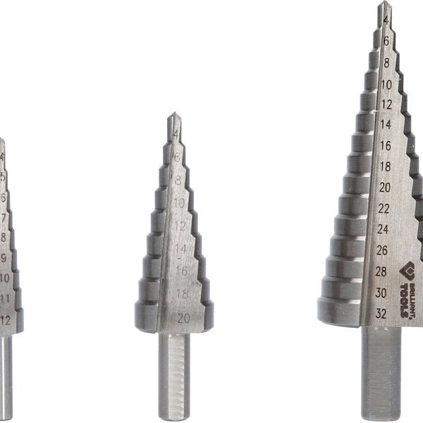 Stufenbohrer-Set mit unterschiedlichen Größen