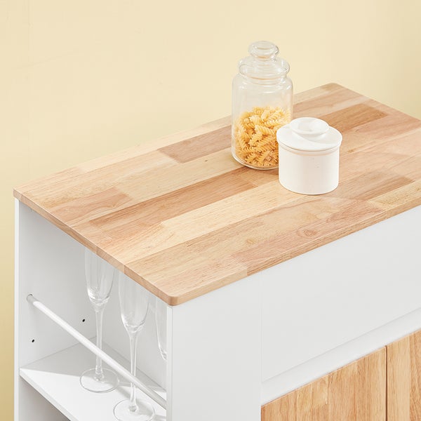 Küchenwagen mit Arbeitsplatte, Vorratsglas und Keramikdose