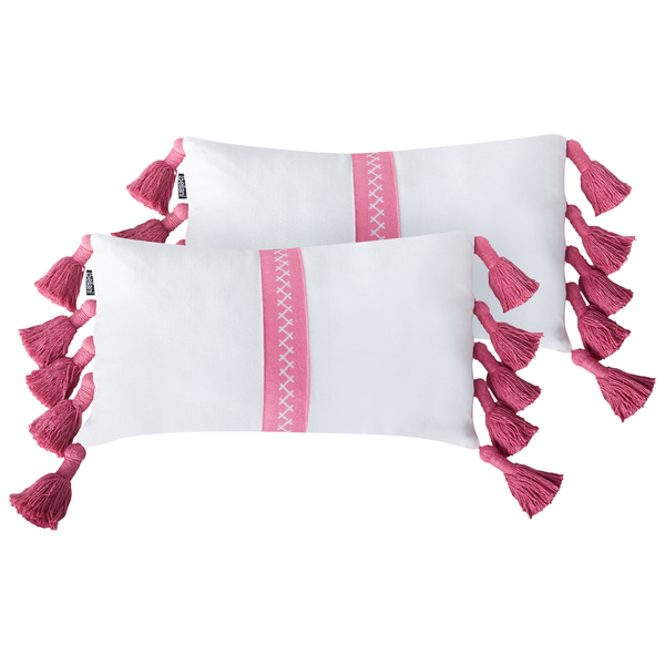 Dekokissen 2er Set LOVELY Baumwolle 30 x 50 cm Weiß Rosa
