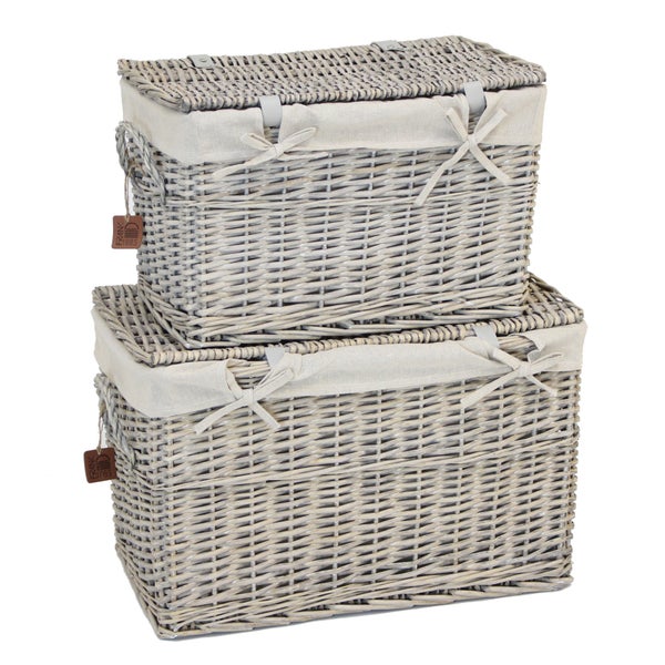 FRANK FLECHTWAREN | Universaltruhe Star, 2er Set, WEIDE, 50 x 32 x 32 cm, 60 x 40 x 38 cm