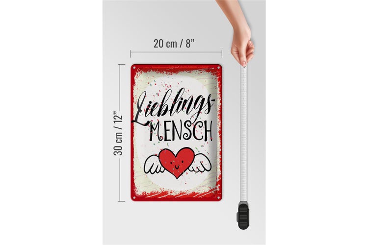 Blechschild Spruch Lieblingsmensch Herz Engel 20x30cm
