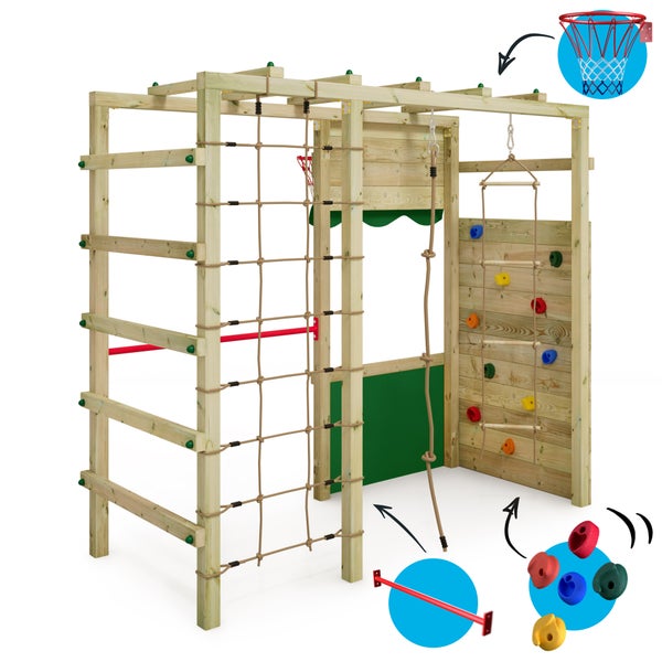 WICKEY Klettergerüst Spielturm Smart Action Gartenspielgerät mit Kletterwand und Spiel-Zubehör - grün