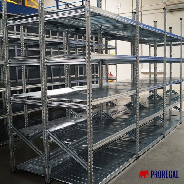 PROREGAL Fachbodenregal Stecksystem Proximo Grundregal HxBxT 200 x 150 x 50 cm 5 Ebenen Fachlast 130 kg Beidseitig Nutzbar Verzinkt