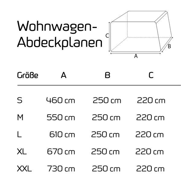 GreenYard® Wohnwagen Abdeckplane mit Reflektoren Größe XL | 670 x 250 x 220 cm