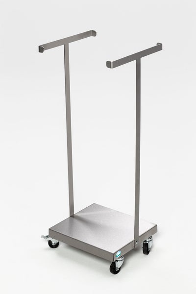 PROREGAL Robuster Abfallsammler Ohne Deckel Fahrbar Für 120 Liter Säcke HxBxT 98,5 x 37 x 33 cm Edelstahl Silber