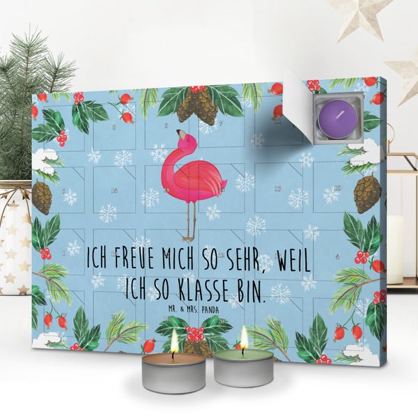 Mr. & Mrs. Panda Duftkerzen Adventskalender Flamingo Stolz - Blau Pastell
