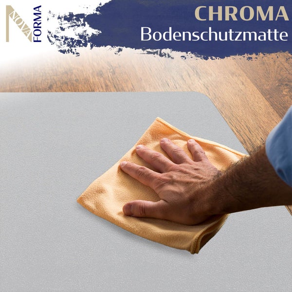 Bodenschutzmatte PE CHROMA - Grau - 116x150 cm - Hartboden - Bunte Schutzmatte als Unterlage für Bürostuhl