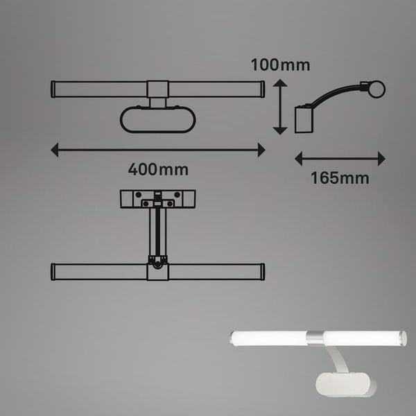 Technische Zeichnung einer Badleuchte mit Maßangaben