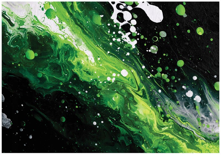Abstrakte Kunst mit Farbverläufen in Grün und Weiß