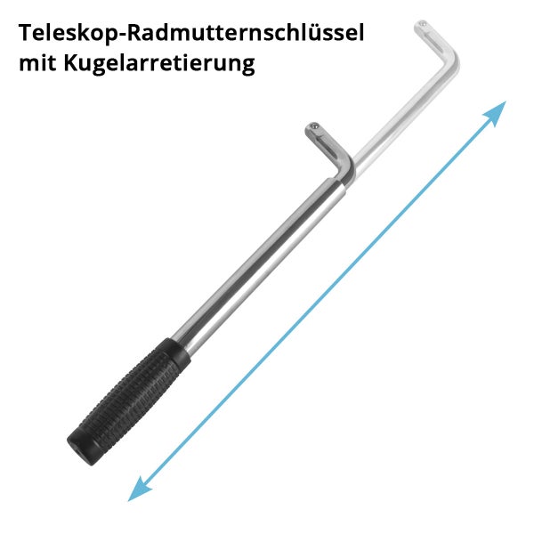 Teleskop Radmutternschlüssel mit Kugelarretierung