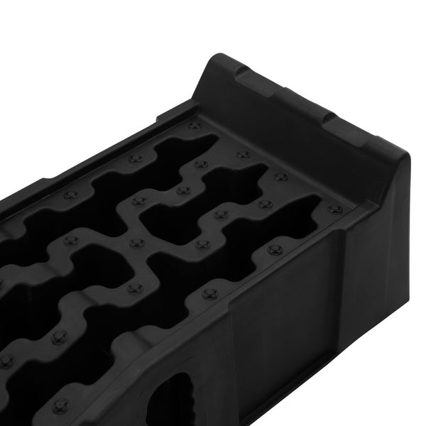ECD Germany 2 Stück Auto PKW KFZ Auffahrrampe belastbar bis zu 2,4 Tonnen, max. 240 mm Reifenbreite, Schwerlast Kunststoff Rampe, Tragbare Bordsteinrampe, Rutschfeste Oberfläche, Autorampe Auffahrkeil